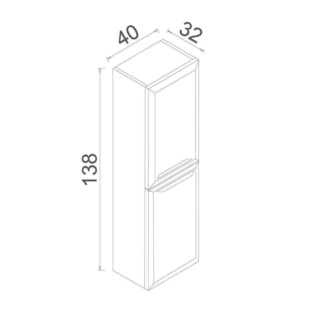 Nuvola Tall Wooden Bathroom Cabinet with 2 Doors in White