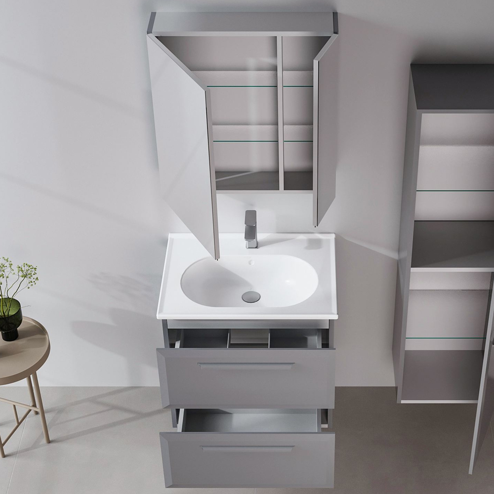 Nuvola Wooden Bathroom Furniture Set in Grey