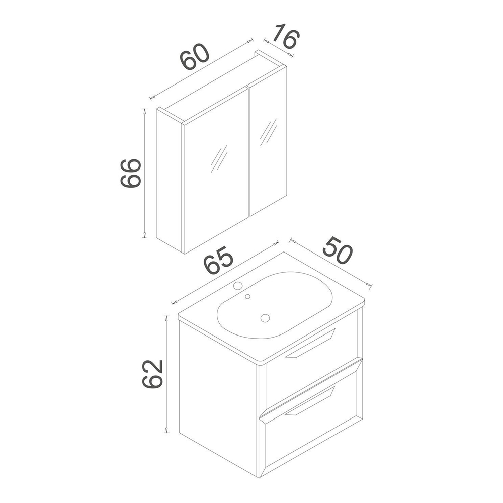 Nuvola Wooden Bathroom Furniture Set in Grey