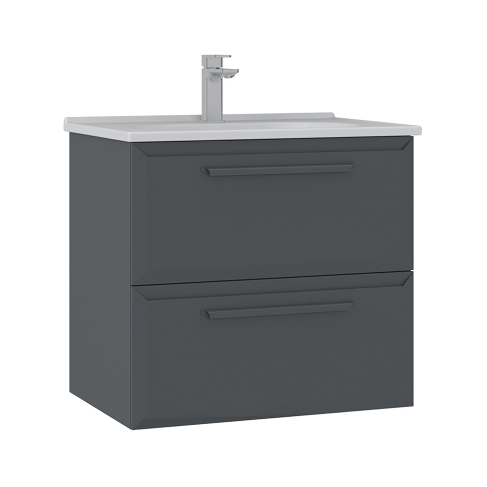 Nuvola Wooden Vanity Unit & Basin with 2 Drawers in Anthracite