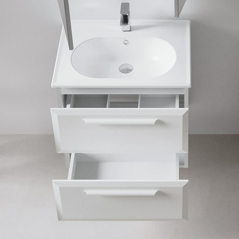 Nuvola Wooden Vanity Unit & Basin with 2 Drawers in Cashmere