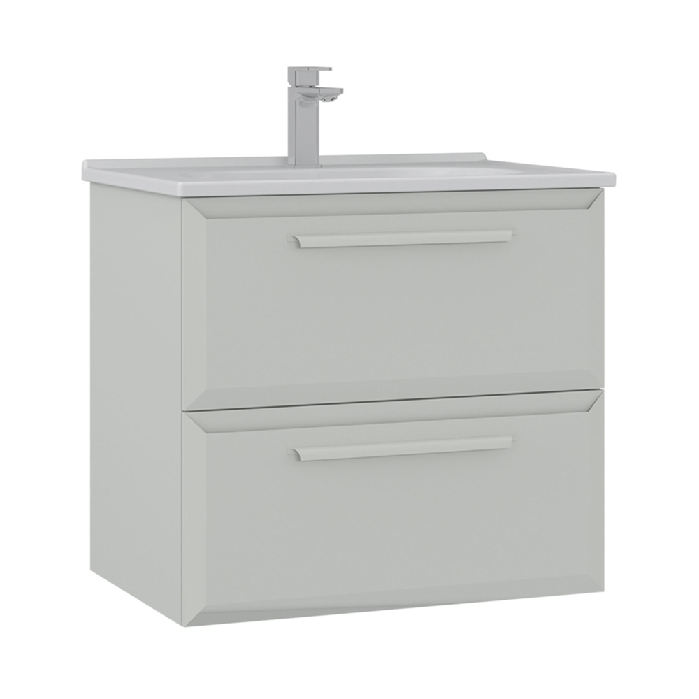 Nuvola Wooden Vanity Unit & Basin with 2 Drawers in Cashmere
