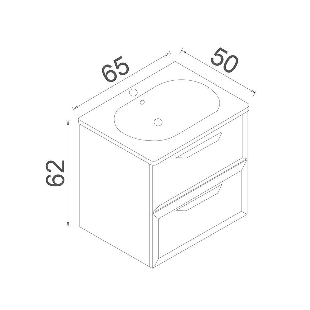 Nuvola Wooden Vanity Unit & Basin with 2 Drawers in Grey