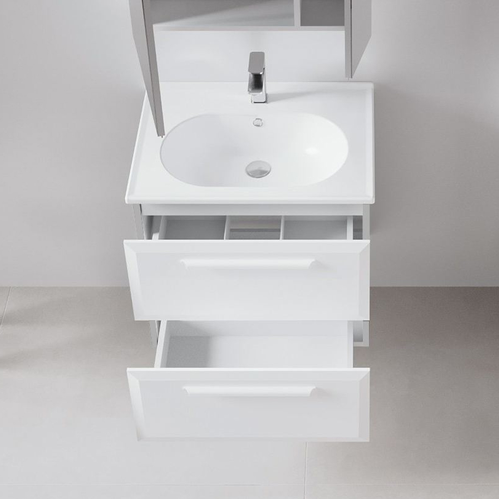 Nuvola Wooden Vanity Unit & Basin with 2 Drawers in White