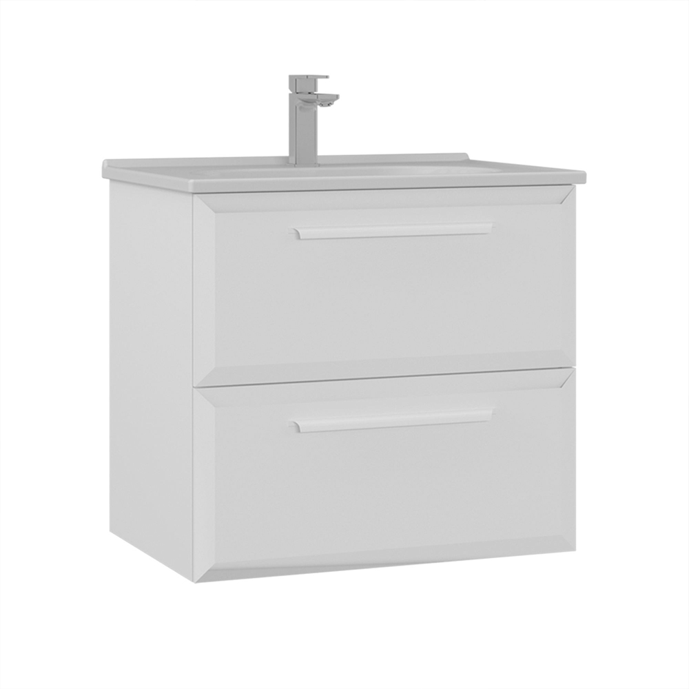 Nuvola Wooden Vanity Unit & Basin with 2 Drawers in White