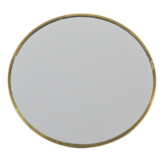 Photo of Nyla large round dressing mirror with stand in brass frame