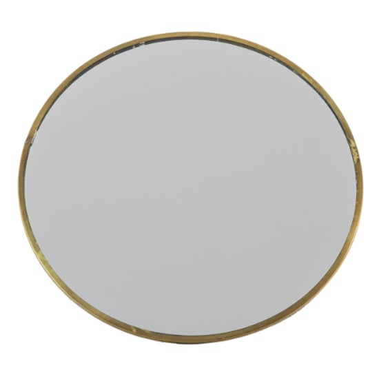 Product photograph of Nyla Small Round Dressing Mirror With Stand In Brass Frame from Furniture in Fashion