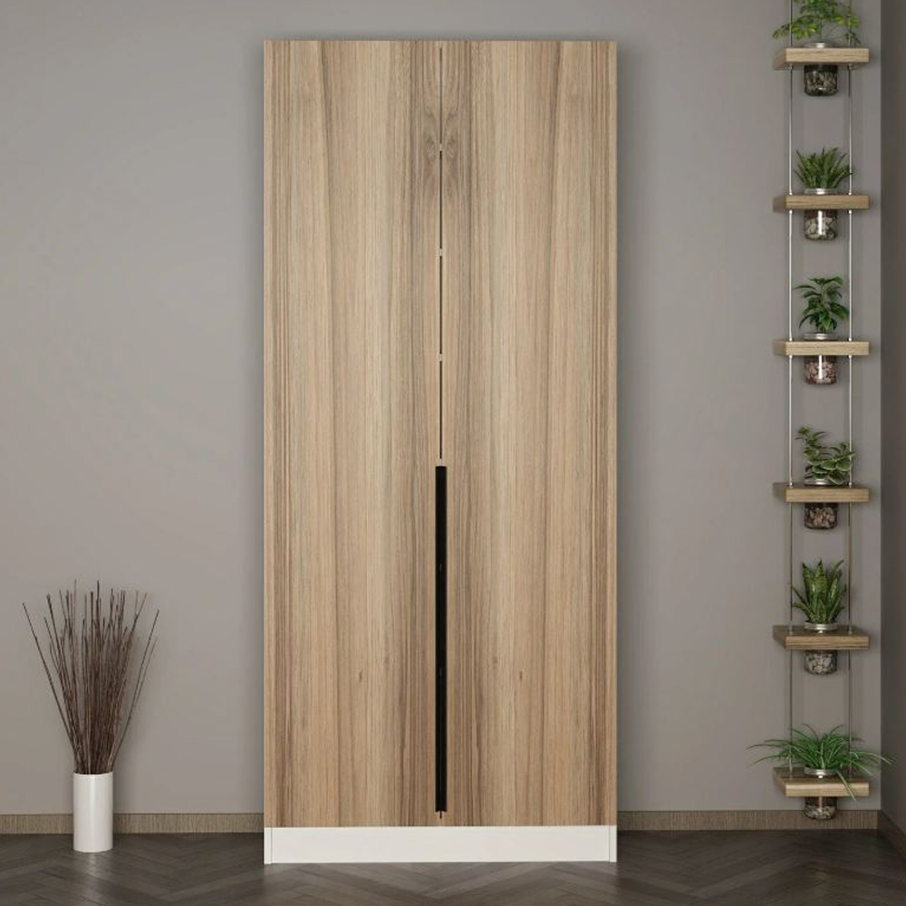 Nylor Wooden Hallway Storage Furniture with 2 Doors Fluted Panels in Walnut