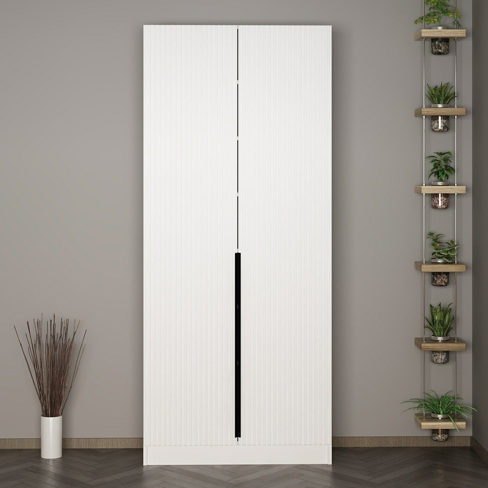 Nylor Wooden Hallway Storage Furniture with 2 Doors Fluted Panels in White