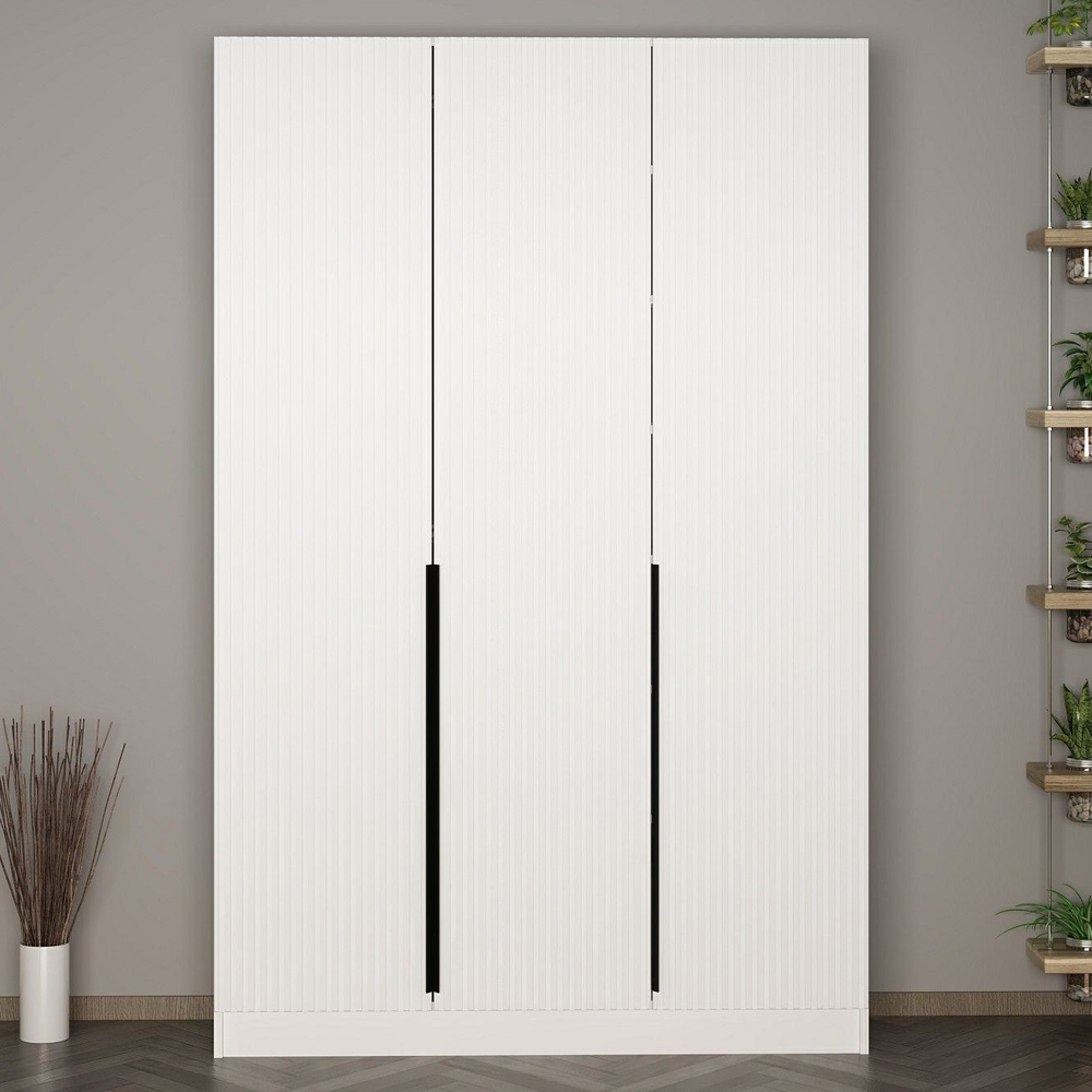 Nylor Wooden Hallway Storage Furniture with 3 Doors Fluted Panels in White