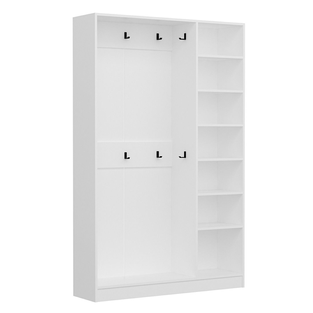 Nylor Wooden Hallway Storage Furniture with 3 Doors Fluted Panels in White