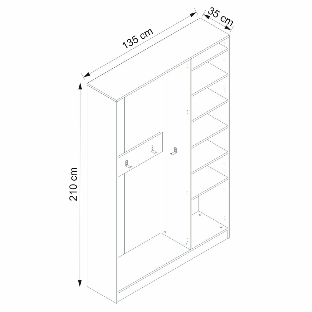 Nylor Wooden Hallway Storage Furniture with 3 Doors Fluted Panels in White