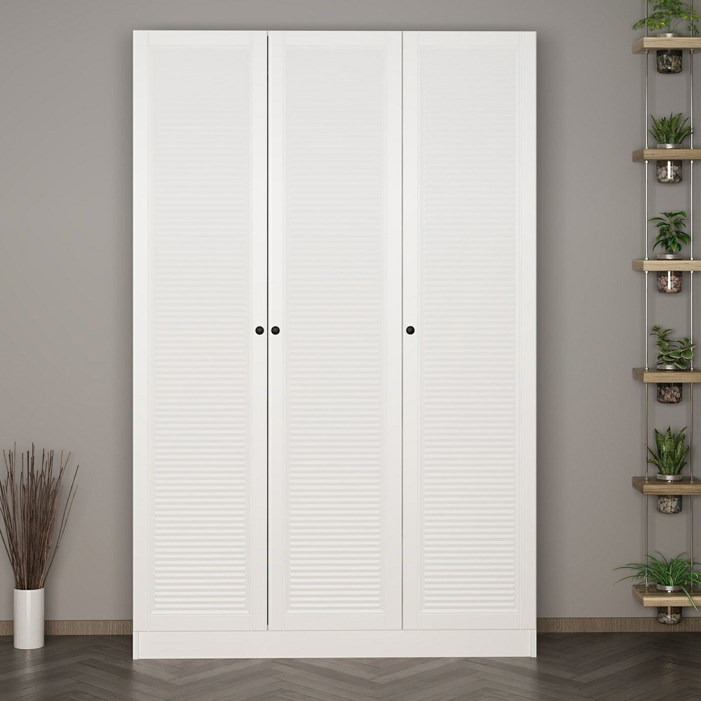 Nylor Wooden Hallway Storage Furniture with 3 Slatted Panel Doors in White