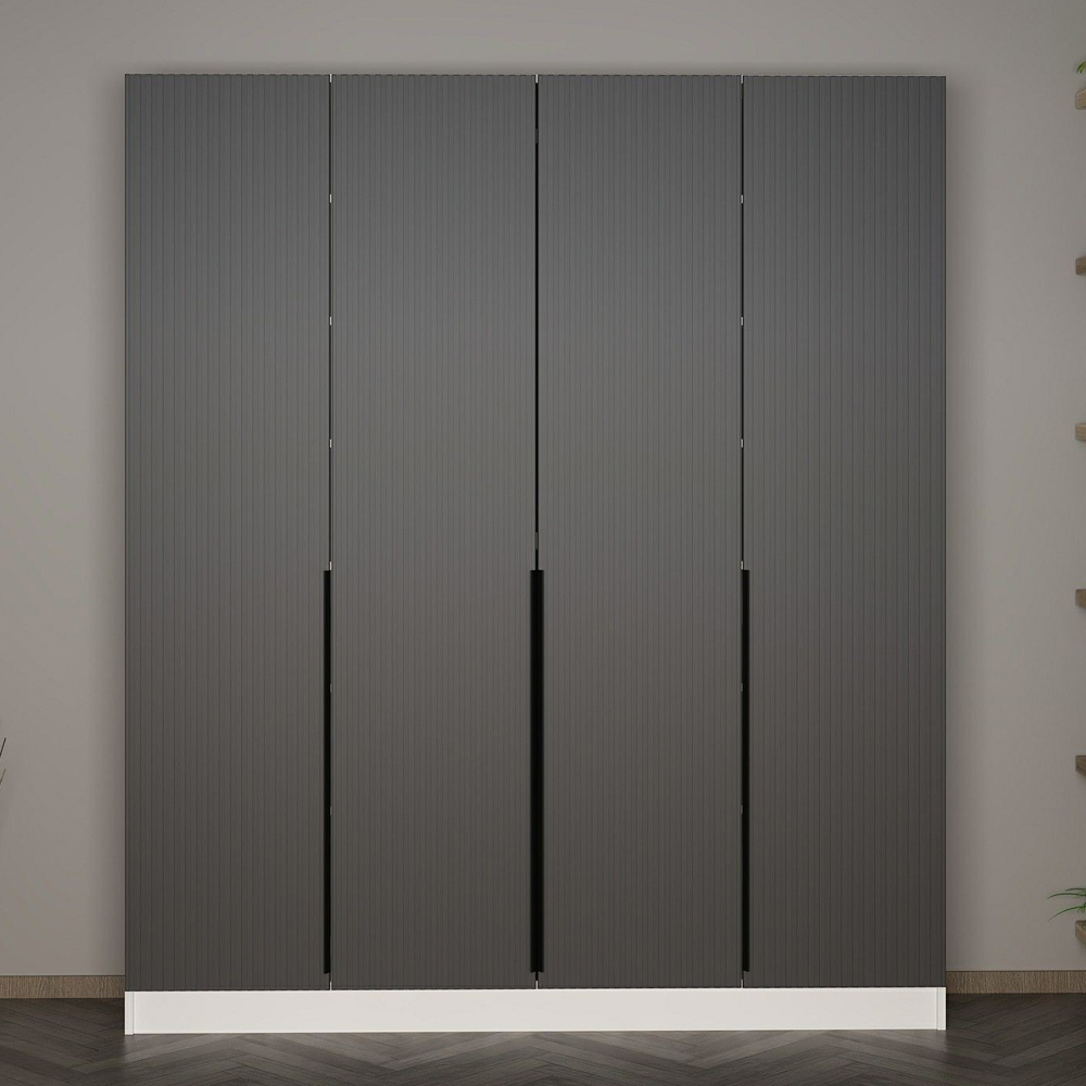 Nylor Wooden Hallway Storage Furniture with 4 Doors Fluted Panels in Anthracite