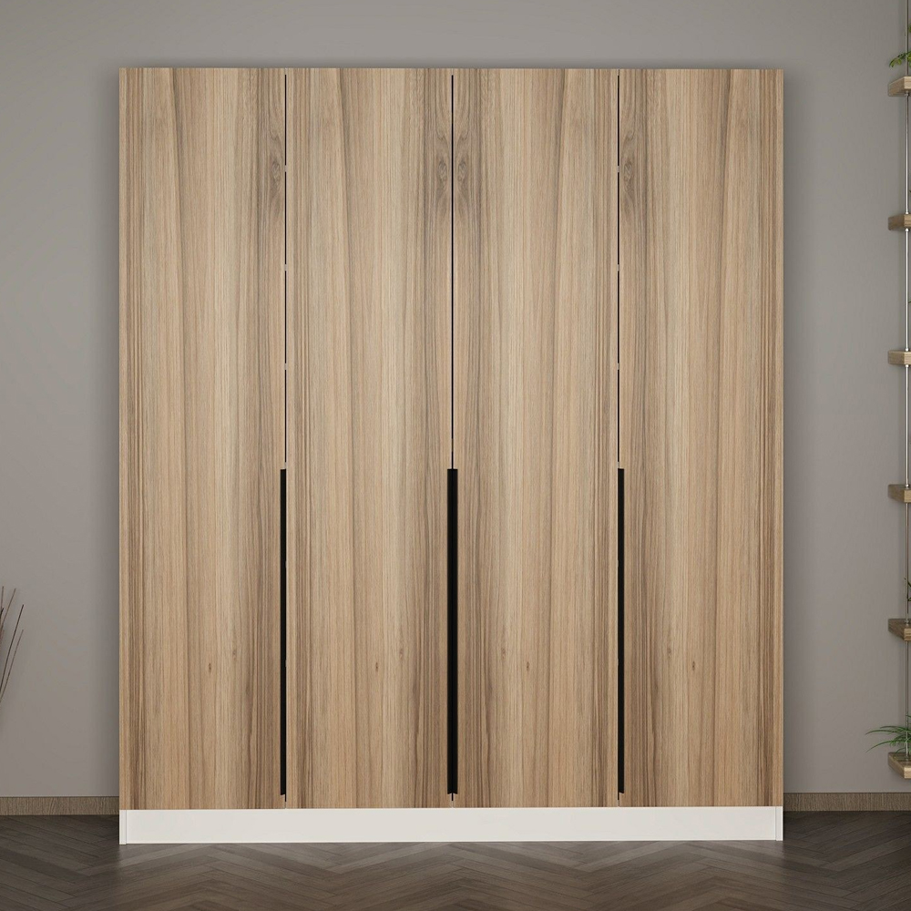 Nylor Wooden Hallway Storage Furniture with 4 Doors Fluted Panels in Walnut