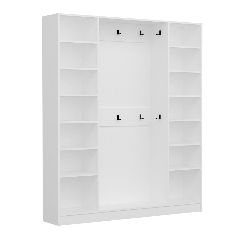 Nylor Wooden Hallway Storage Furniture with 4 Doors Fluted Panels in Walnut