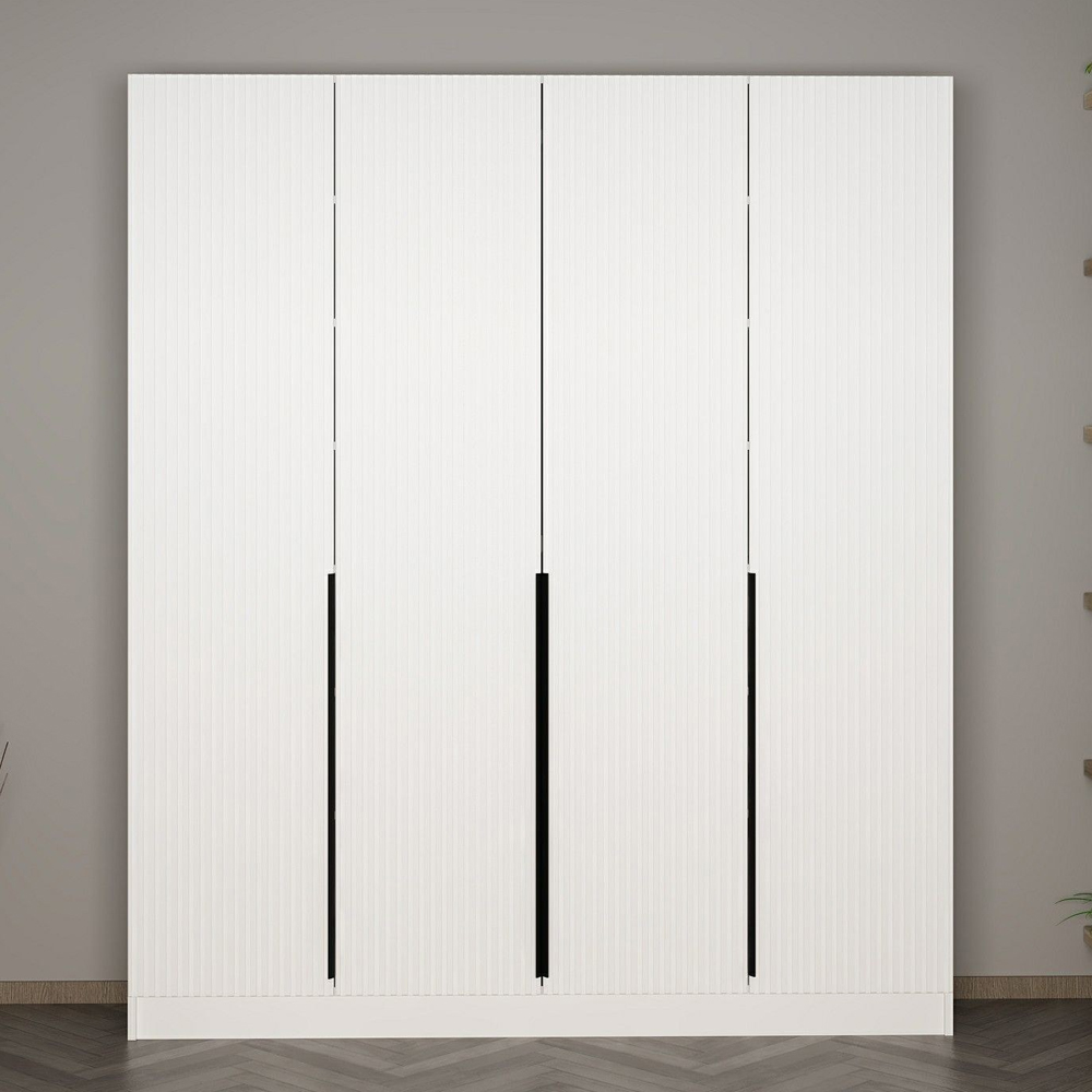 Nylor Wooden Hallway Storage Furniture with 4 Doors Fluted Panels in White