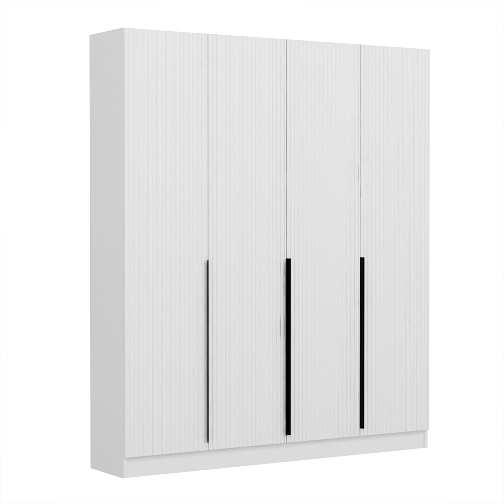 Nylor Wooden Hallway Storage Furniture with 4 Doors Fluted Panels in White