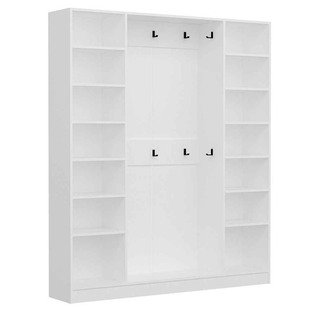 Nylor Wooden Hallway Storage Furniture with 4 Slatted Panel Doors in White