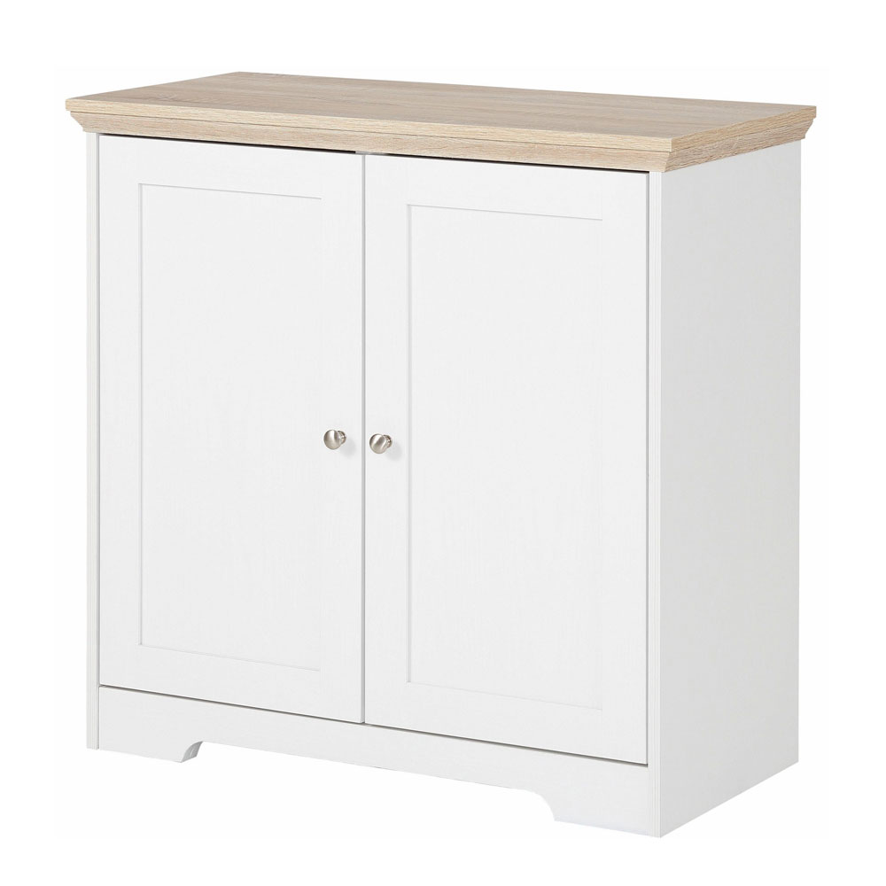 Nylor Wooden Storage Cabinet with 2 Doors in White and Oak