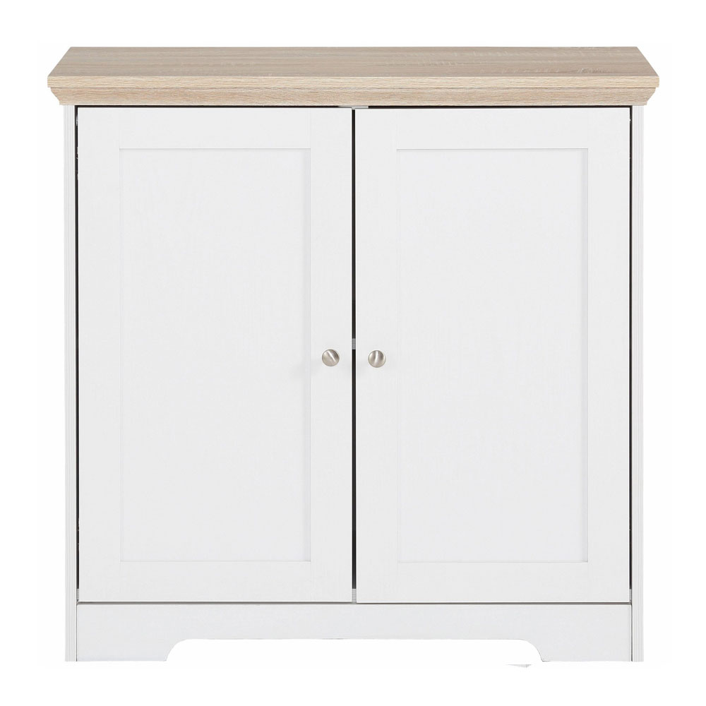 Nylor Wooden Storage Cabinet with 2 Doors in White and Oak