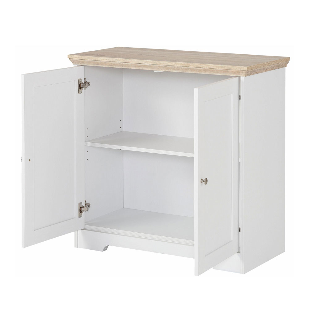 Nylor Wooden Storage Cabinet with 2 Doors in White and Oak