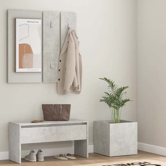 Nyon Wooden Hallway Furniture Set In Concrete Effect