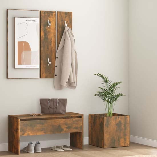 Product photograph of Nyon Wooden Hallway Furniture Set In Smoked Oak from Furniture in Fashion
