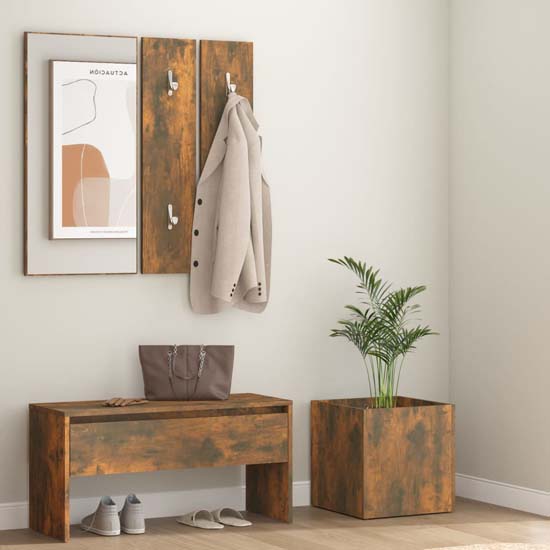 Read more about Nyon wooden hallway furniture set in smoked oak