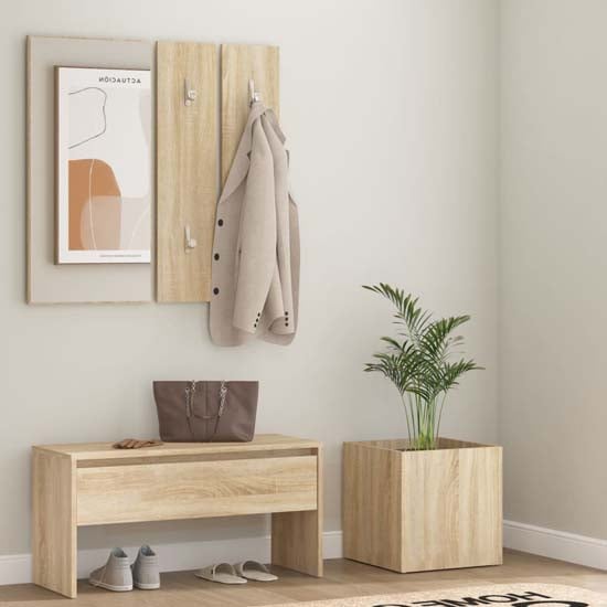 Product photograph of Nyon Wooden Hallway Furniture Set In Sonoma Oak from Furniture in Fashion