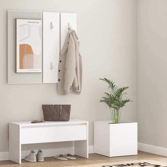 Nyon Wooden Hallway Furniture Set In White