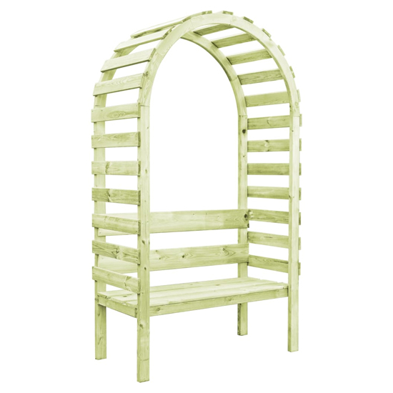 Product photograph of Nyra Wooden Garden Seating Bench With Pergola In Green Impregnated from Furniture in Fashion