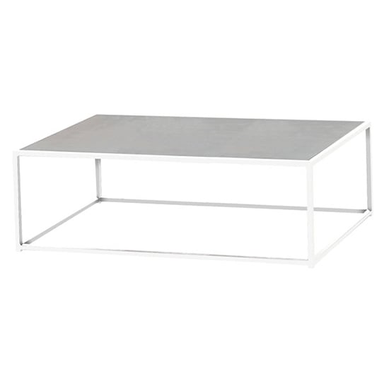 Photo of Oakhill glass top coffee table in matt stone and white