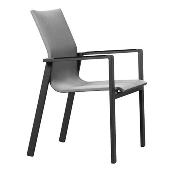 Photo of Oakhill outdoor textilene sling stacking armchair in slate