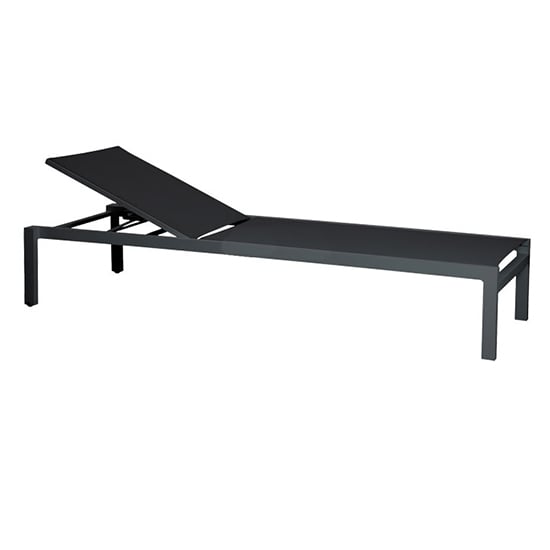 Product photograph of Oakhill Outdoor Textilene Sun Lounger In Slate And Charcoal from Furniture in Fashion
