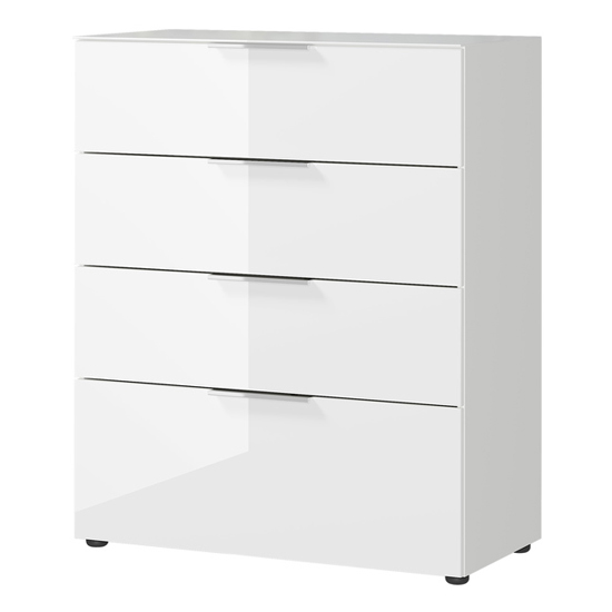 Perkin Wooden Chest Of Drawers In Oak And White Gloss 8 Drawers FiF