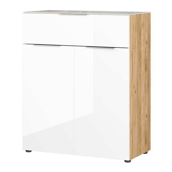 Oakland Chest Of Drawers In White And Navarra Oak High Gloss