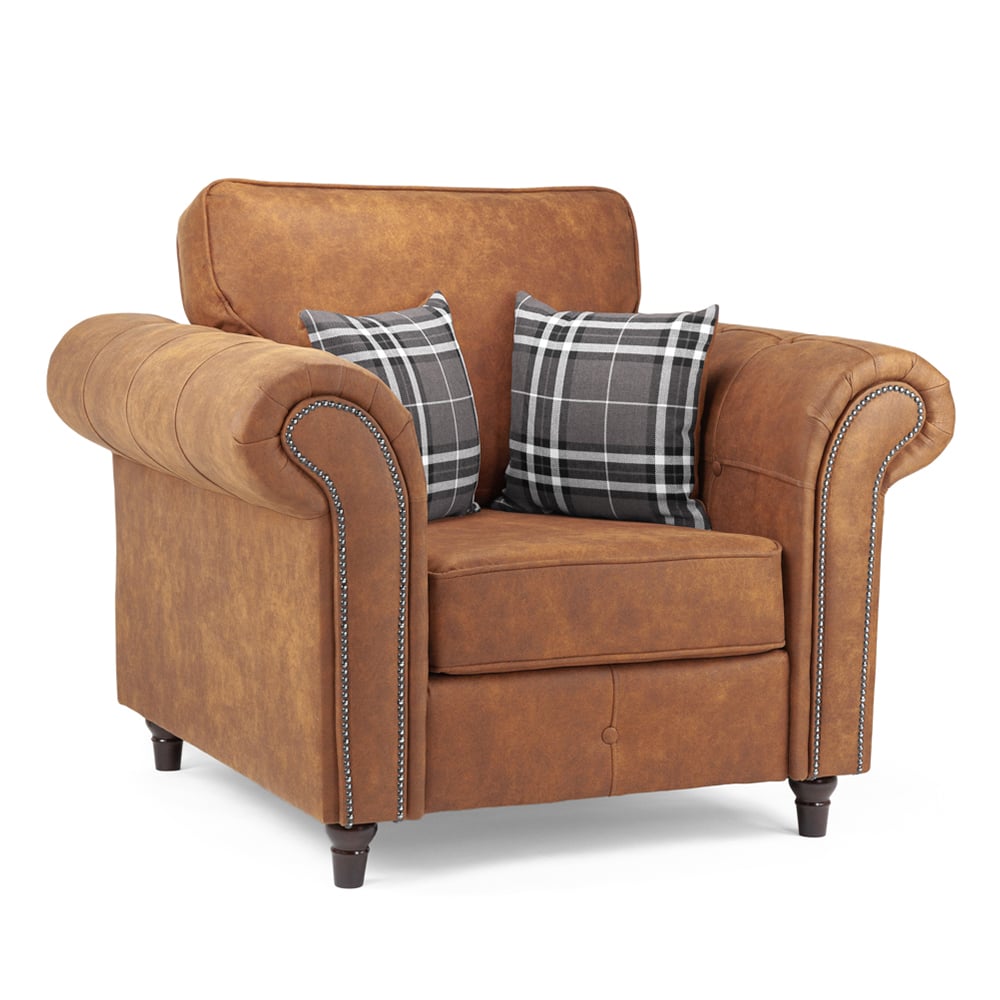 Oakley Faux Leather 1 Seater Sofa In Tan