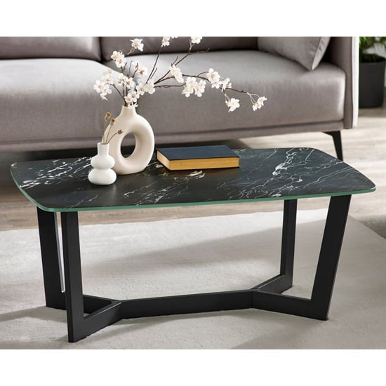 Oakley Glass Top Coffee Table In Black Marble Effect