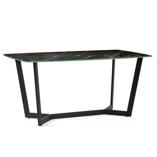 Photo of Oakley glass top dining table in black marble effect