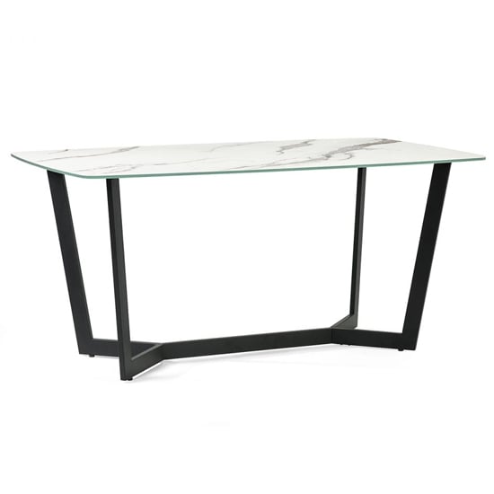 Photo of Oakley glass top dining table in white marble effect