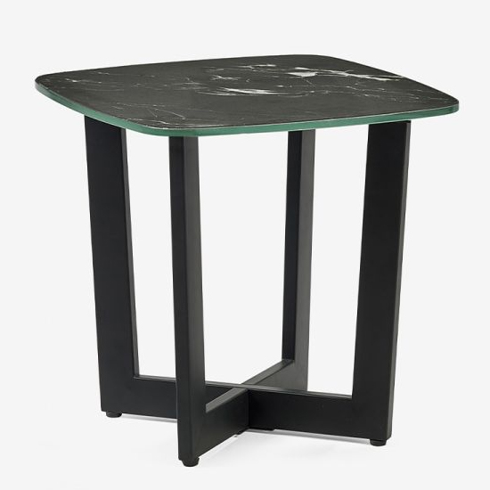 Oakley Glass Top Lamp Table In Black Marble Effect Furniture in Fashion