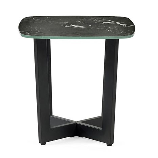 Oakley Glass Top Lamp Table In Black Marble Effect Furniture in Fashion
