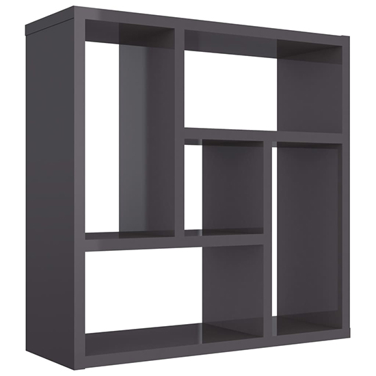 Oakley High Gloss Wall Shelf With 5 Compartments In Grey_2