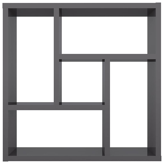 Oakley High Gloss Wall Shelf With 5 Compartments In Grey_3