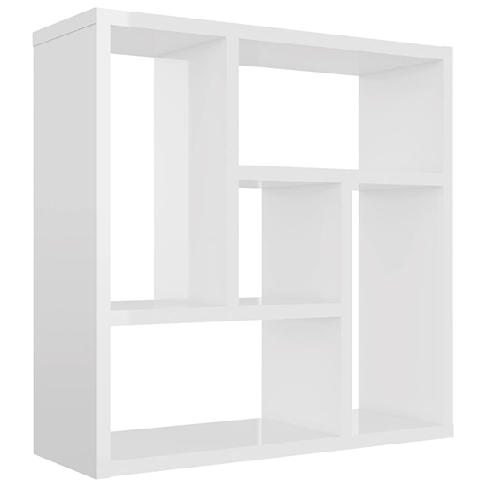 Oakley High Gloss Wall Shelf With 5 Compartments In White_2