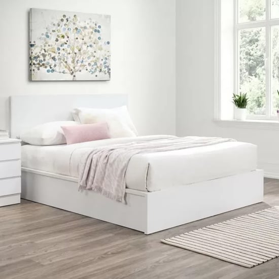 Read more about Oakley ottoman wooden double bed in white