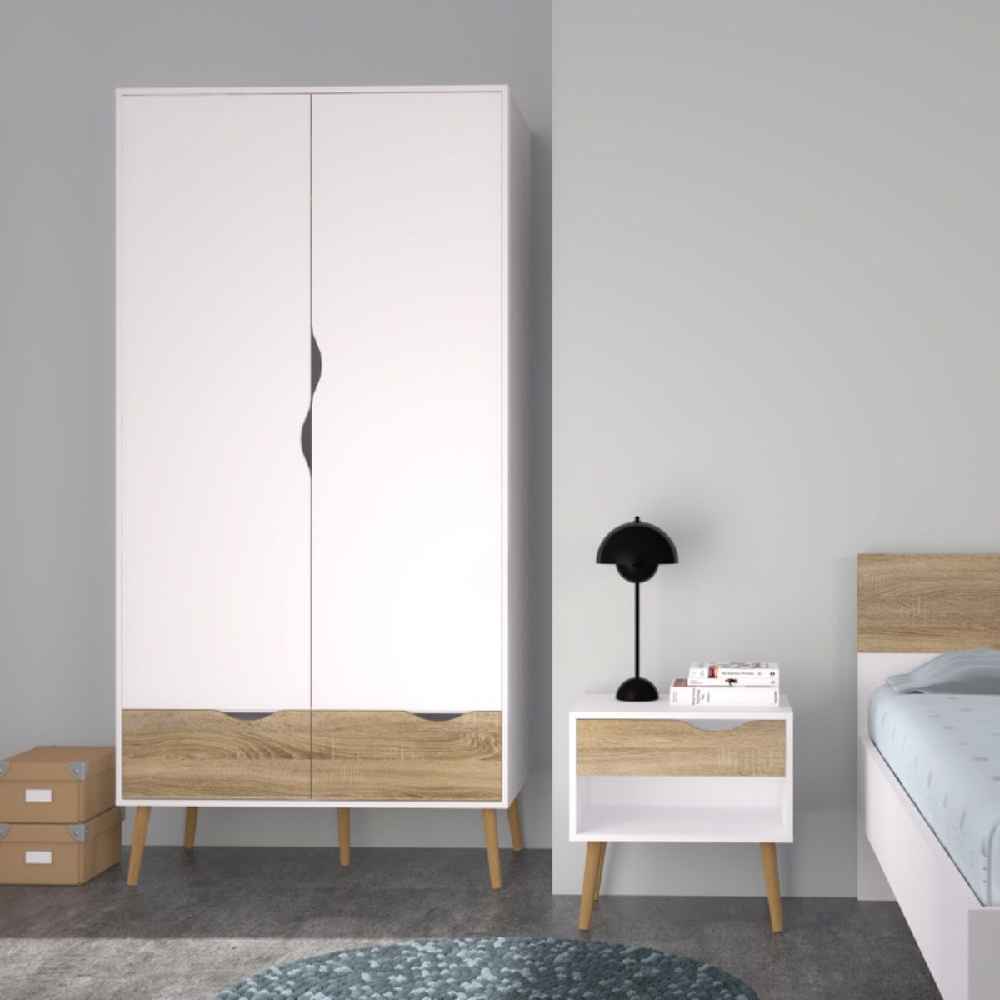 Oakley Wooden 3 Piece Bedroom Furniture Set In Oak White