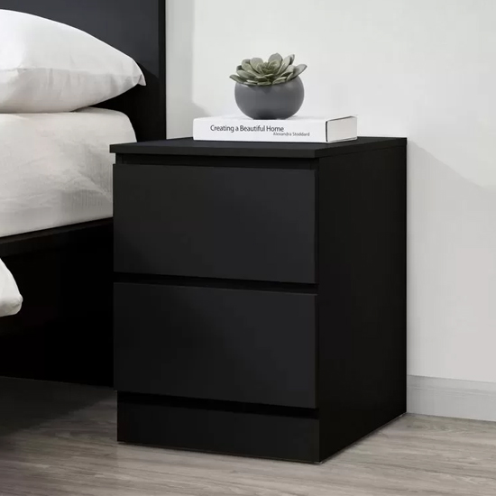 Read more about Oakley wooden bedside cabinet with 2 drawers in black