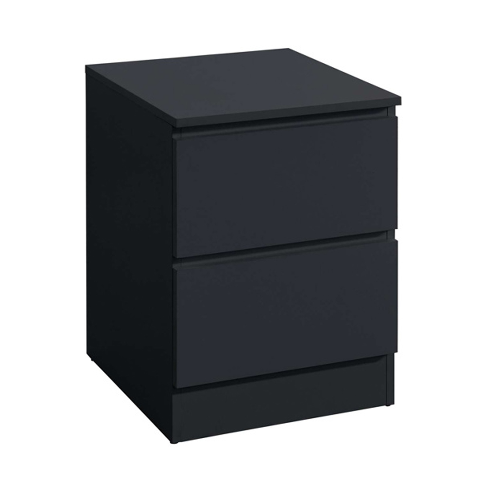 Oakley Wooden Bedside Cabinet With 2 Drawers In Black